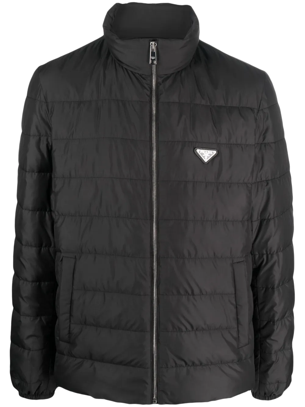 Prada triangle logo Puffer Jacket Black FARFETCH UK