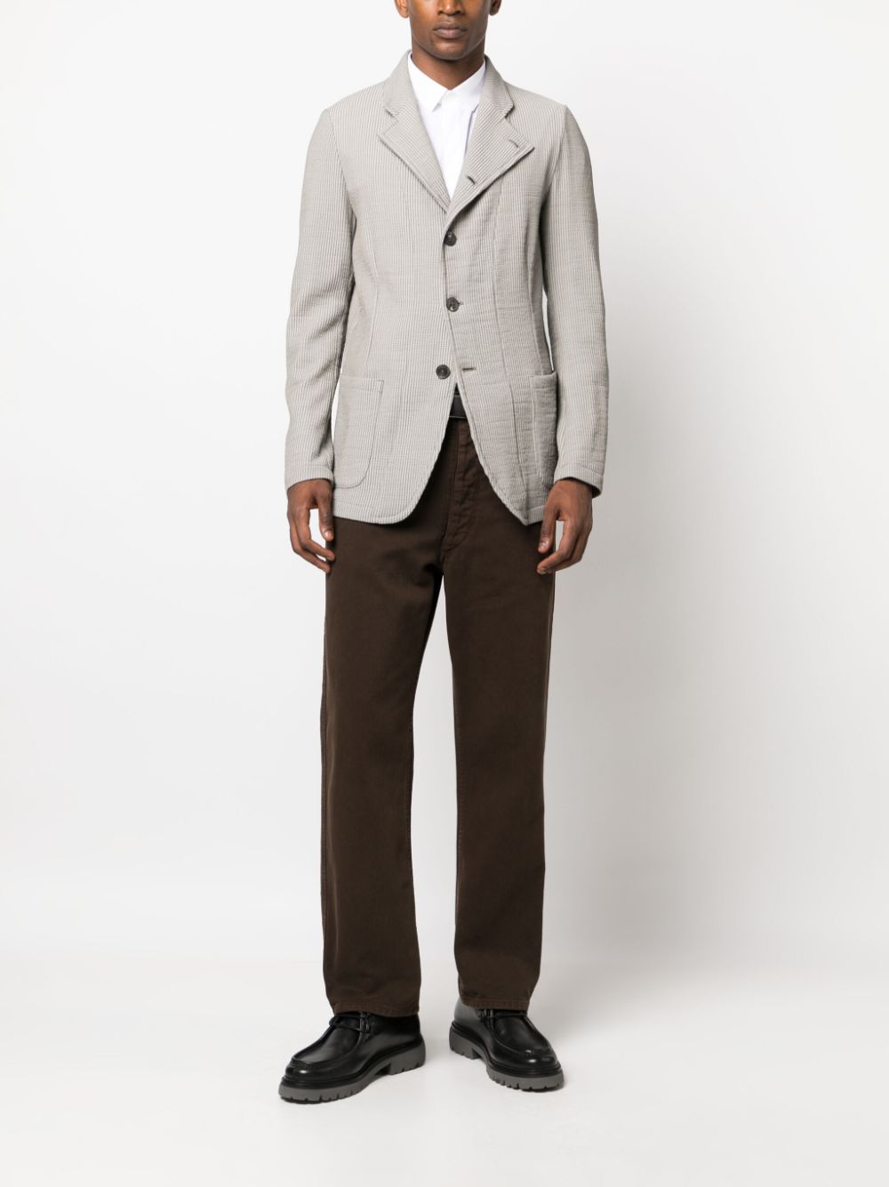 Emporio Armani single-breasted wool-blend blazer - Beige