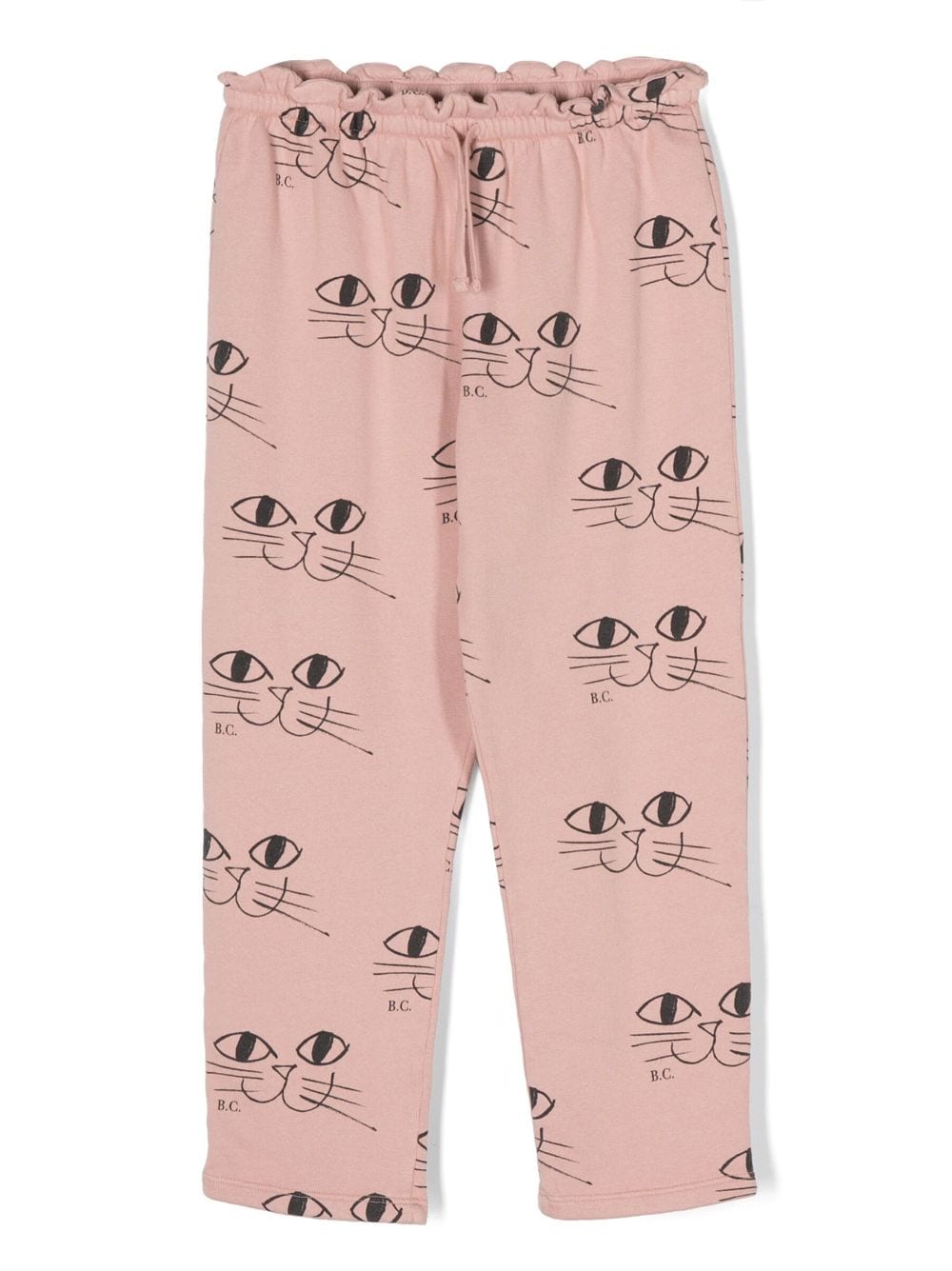 Bobo Choses Kids' Smiling Cat Organic Cotton Trousers In Rosa