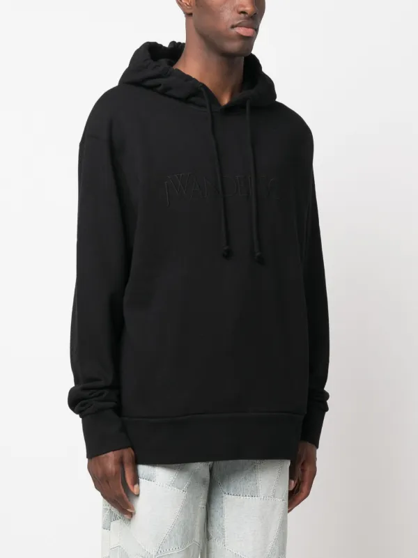 JW Anderson logo-embroidered Cotton Hoodie | Black | FARFETCH FI
