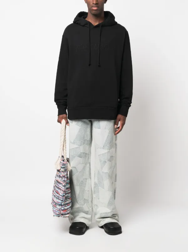 JW Anderson logo-embroidered Cotton Hoodie | Black | FARFETCH FI