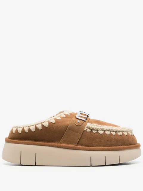 Mou logo-plaque chunky slippers