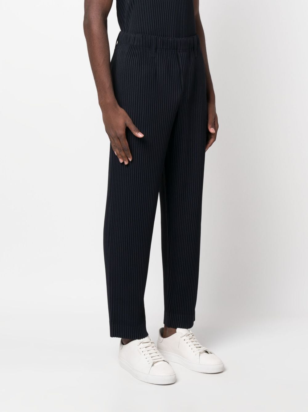 Shop Issey Miyake Straight-leg Pleated Trousers In Blue