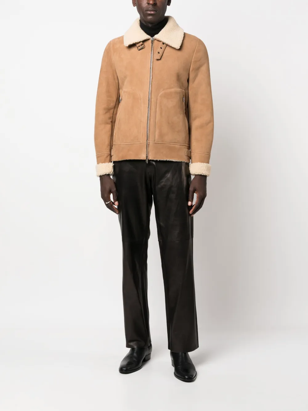 Salvatore Santoro shearling-collar suede jacket - Beige