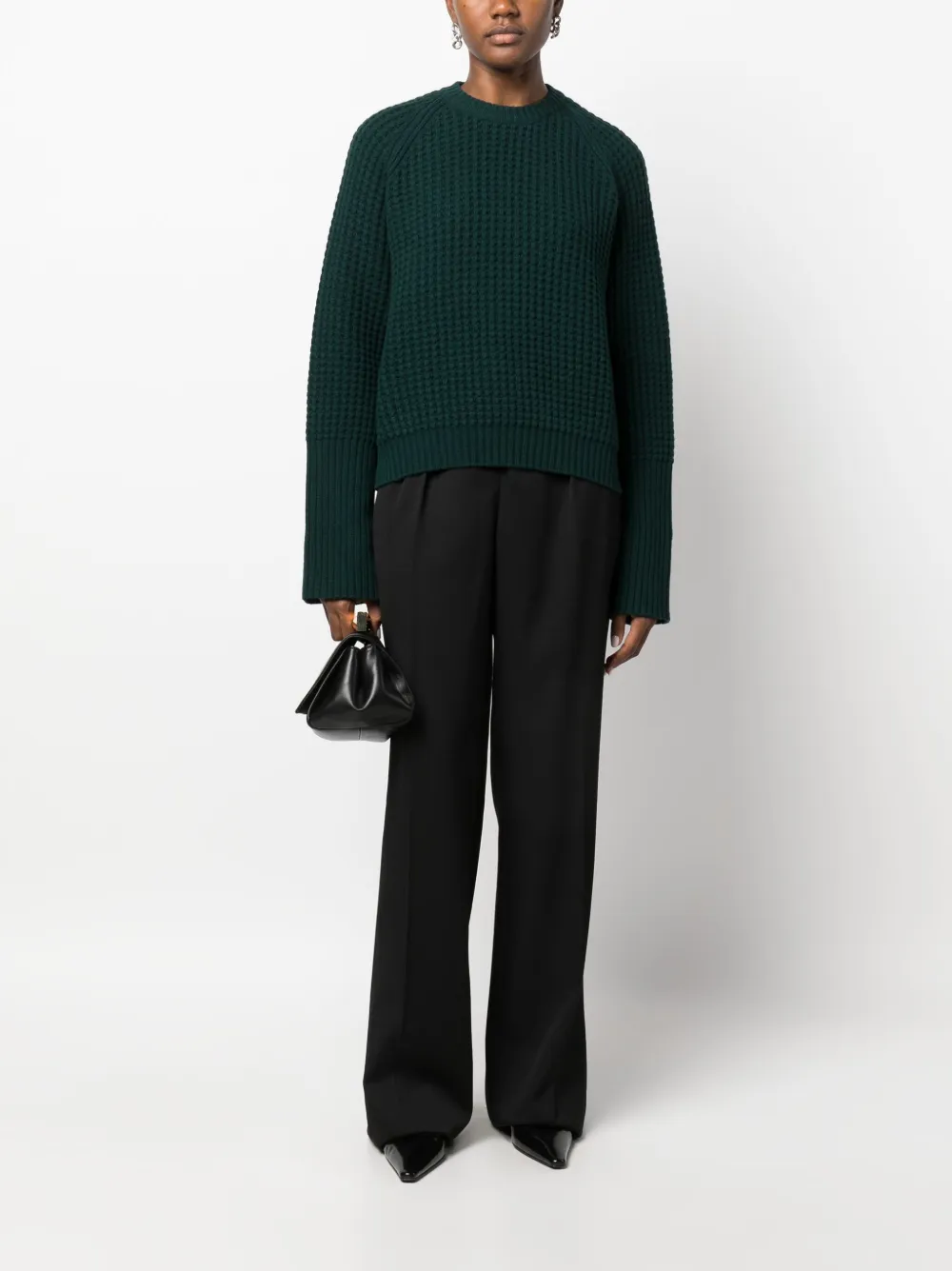 Rochas waffle-knit wool-blend jumper - Groen