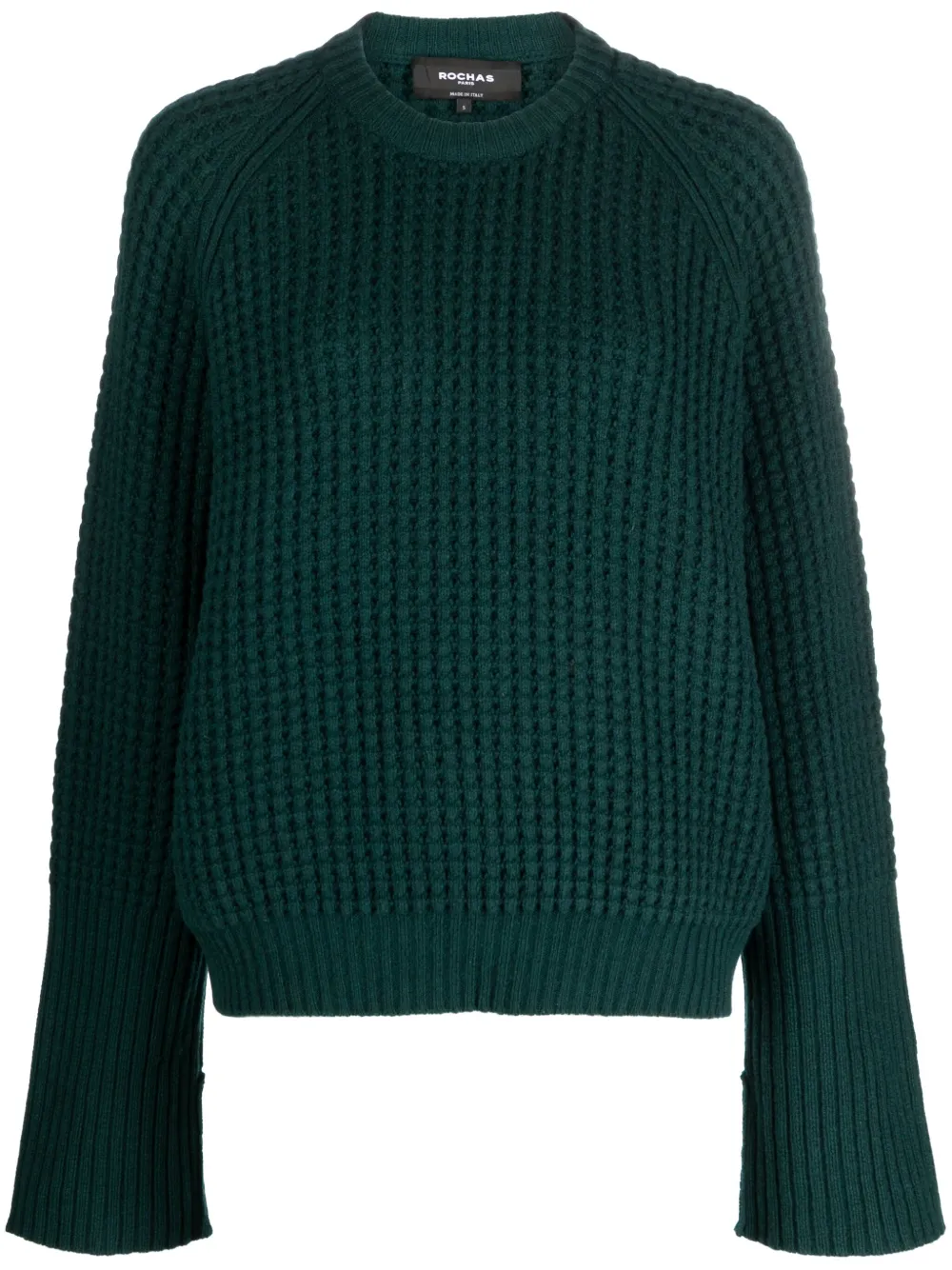 Rochas Waffle-knit Crew-neck Jumper In Green