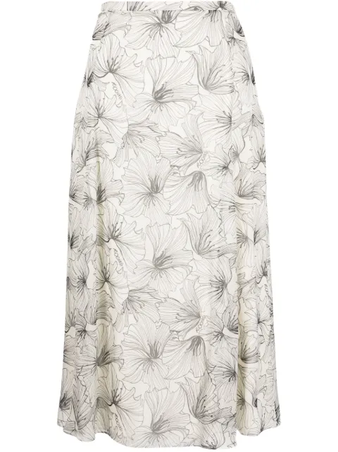 Rochas floral-print silk midi skirt