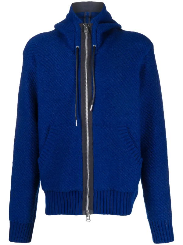 Sacai Zipped Knitted Hoodie - Farfetch