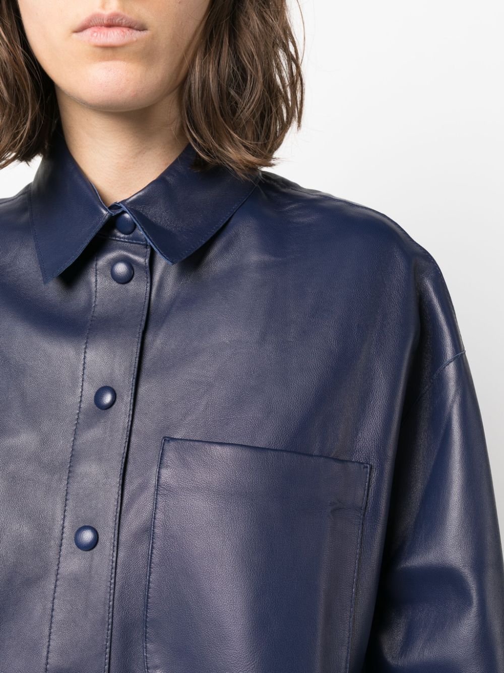 Shop Emporio Armani Long-sleeve Leather Shirt In Blue