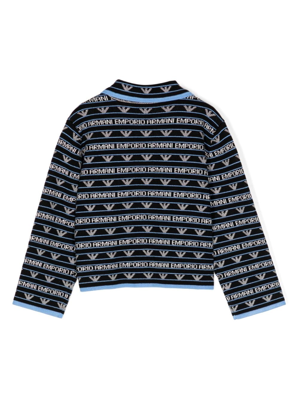 Emporio Armani Kids logo-jacquard knitted jacket - Blauw
