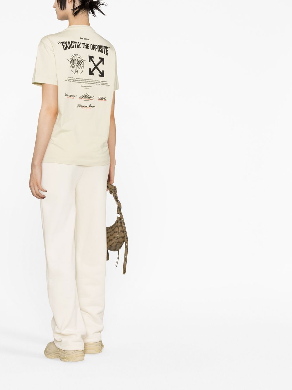 Off-White T-shirt met print - Beige