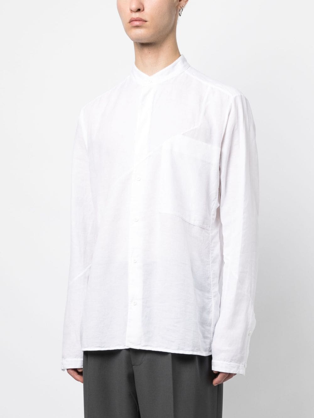 Shop Transit Band-collar Panelled Shirt In White