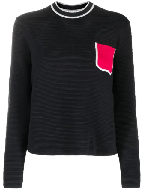 Emporio Armani contrasting-pocket ribbed-knit jumper