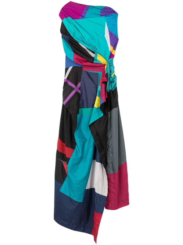 Az Factory Geometric-print Asymmetric Dress in Blue