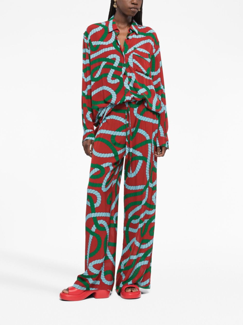 Shop Az Factory Graphic-print Pyjama Trousers In Red