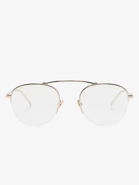 Saint Laurent Eyewear logo-engraved round-frame glasses