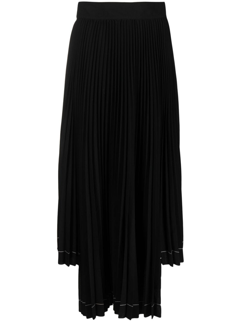 msgm jupe plissée à ourlet asymétrique - noir
