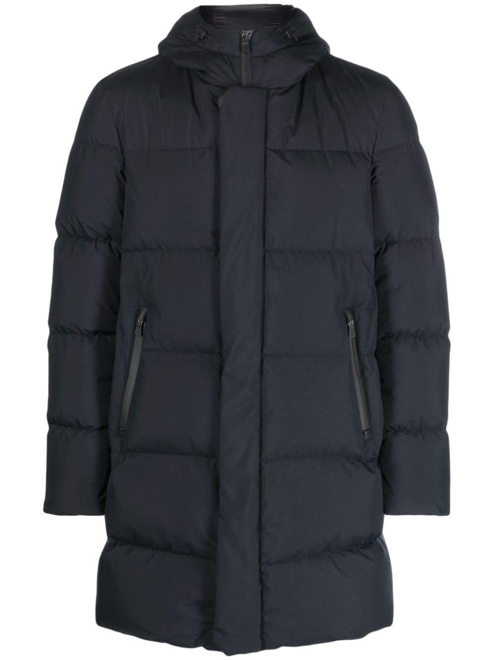 Herno Quilted Hooded Padded Coat In Blue