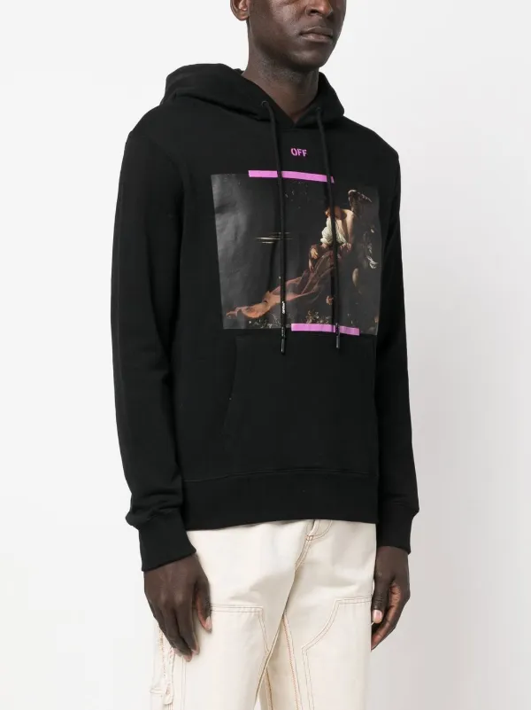 Off-White Caravaggio Print Cotton Hoodie | Black | FARFETCH