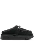 Mou logo-lettering suede slippers - Black