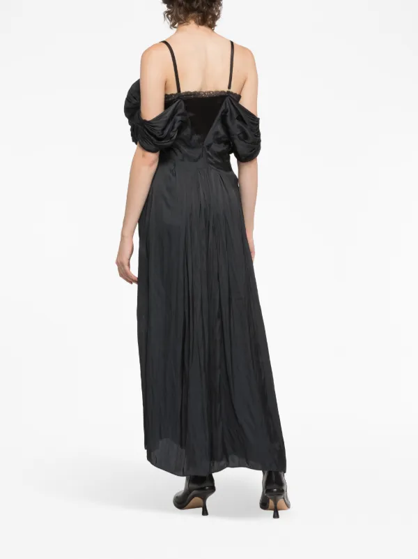 AZ FACTORY off-shoulder lace-panel Dress | Black | FARFETCH GE AZ FACTORY off-shoulder lace-panel Dress | Black | FARFETCH GE