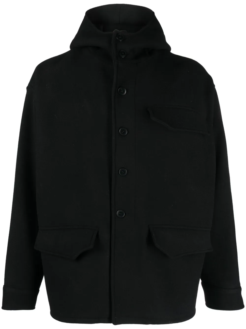 hooded virgin-wool coat