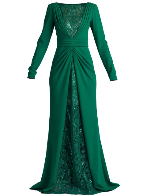 Tadashi Shoji sequin-embellished draped gown