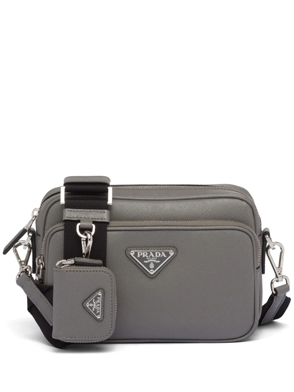 Prada Schoudertas met logo Grijs