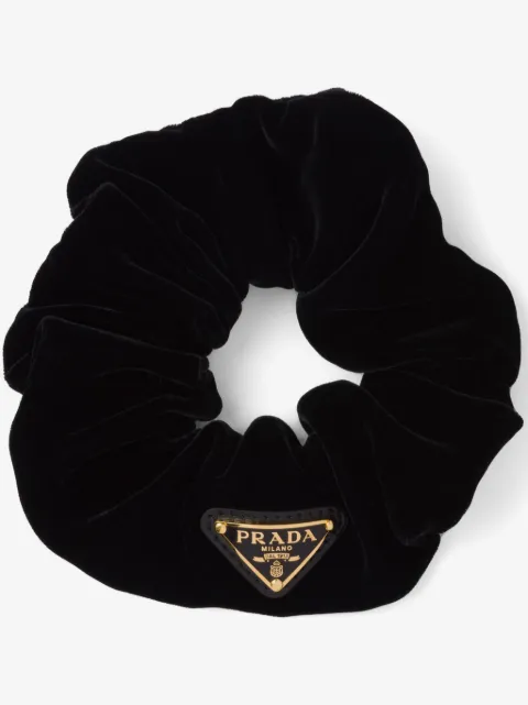 Prada triangle-logo velvet scrunchie