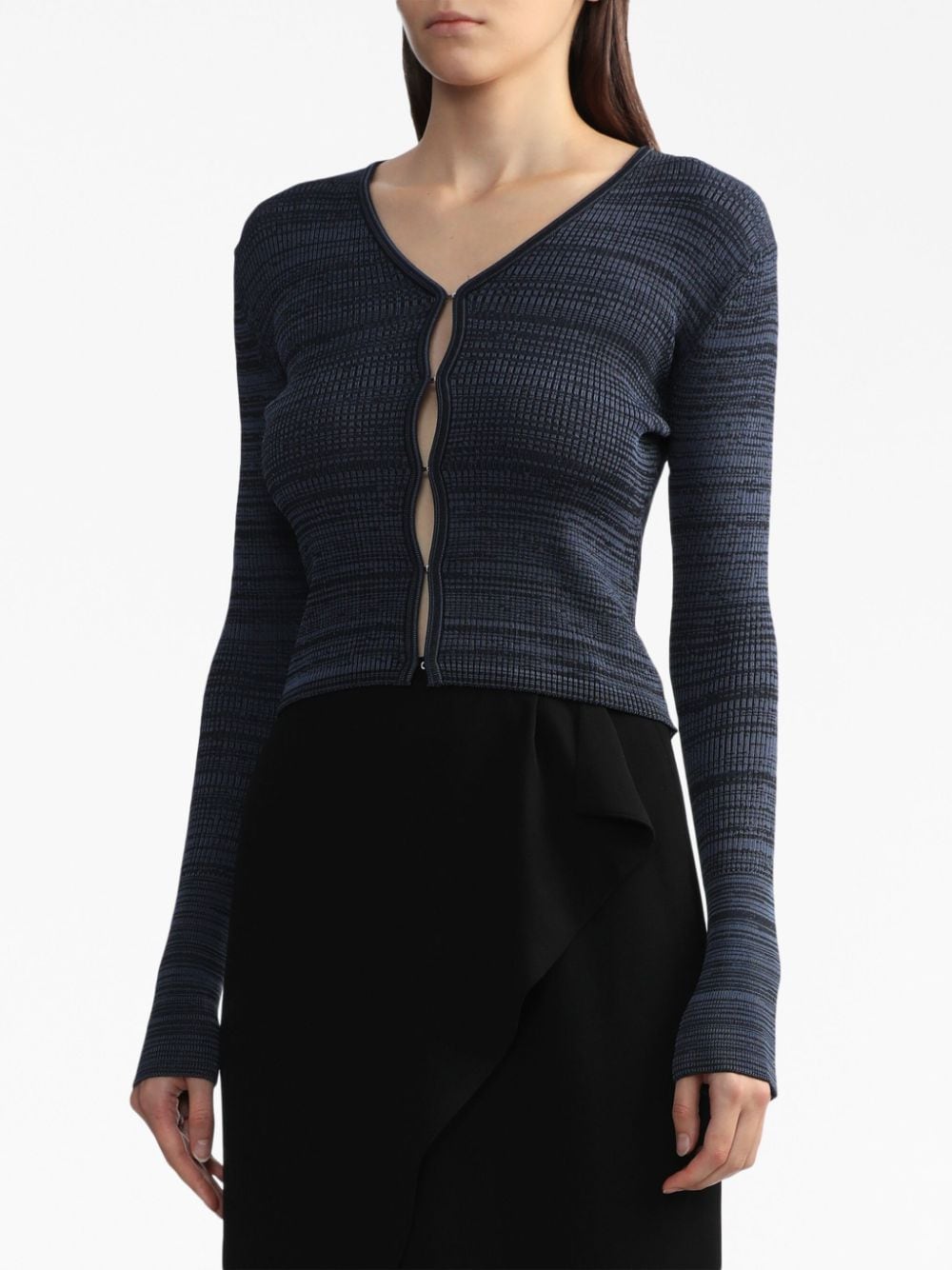 Shop Low Classic Ribbed-knit V-neck Cardigan In Blue