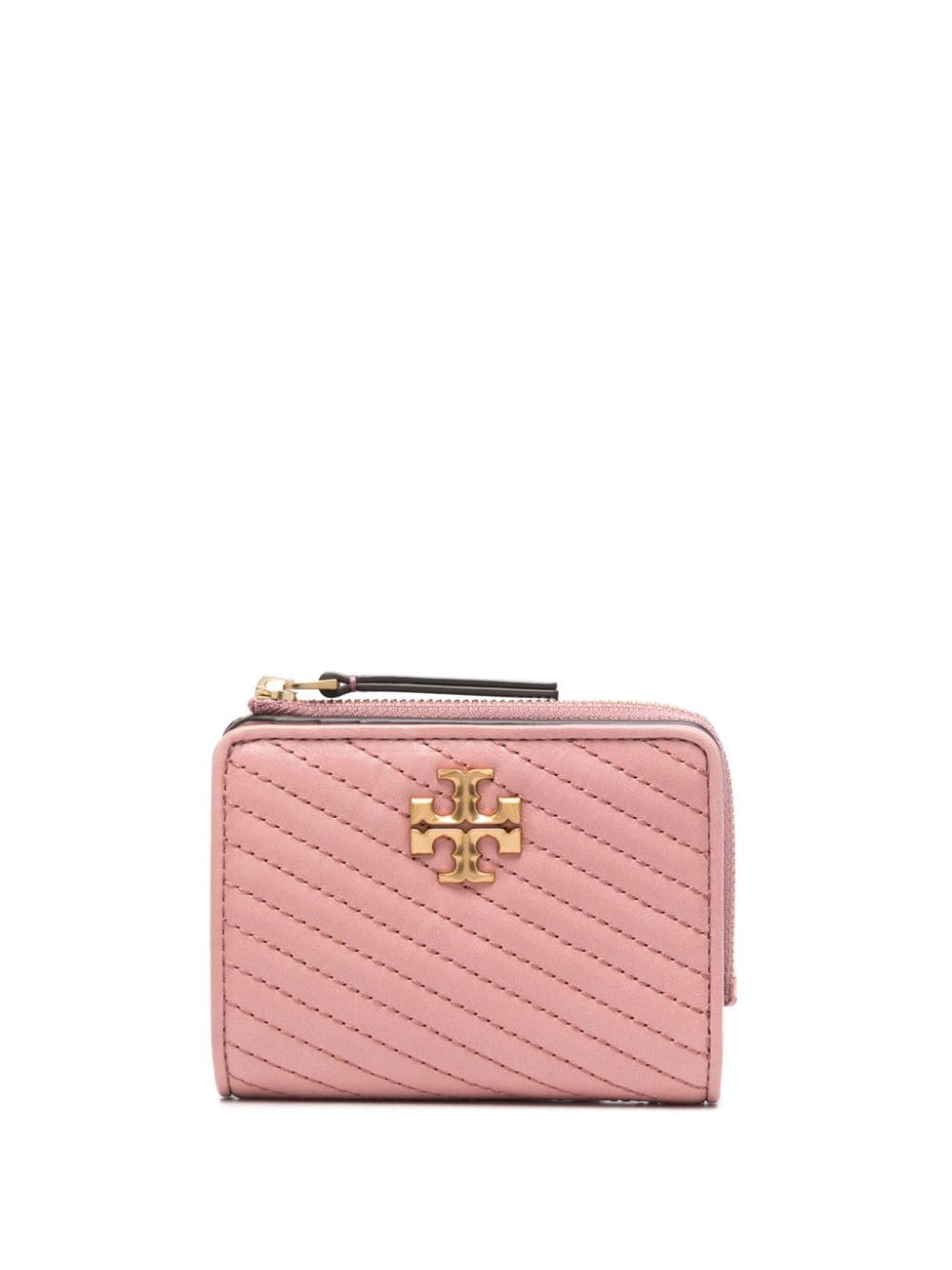 Tory Burch Double T Quilted Wallet In Pink