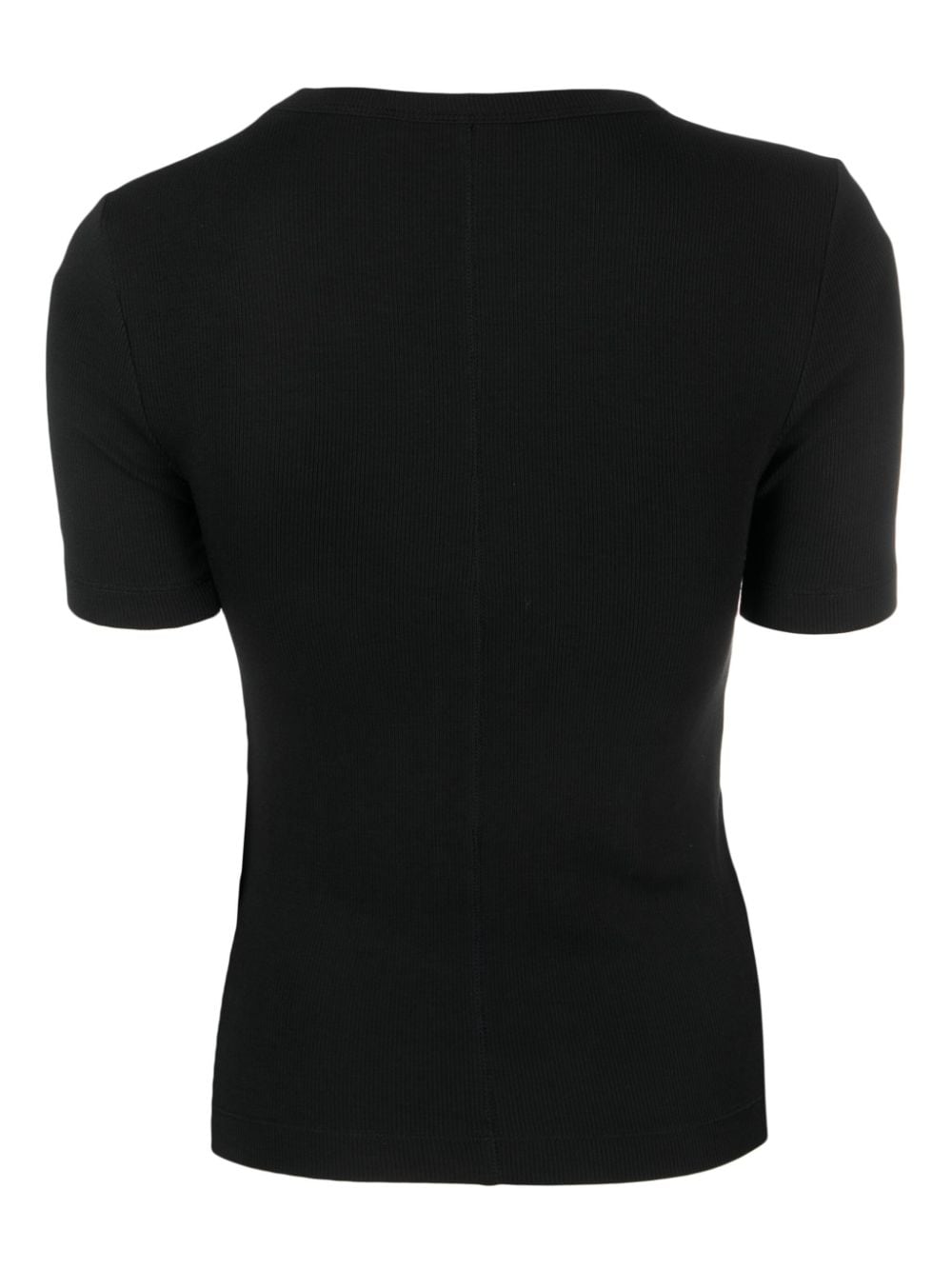 Shop Calvin Klein Ribbed Round-neck T-shirt In Black
