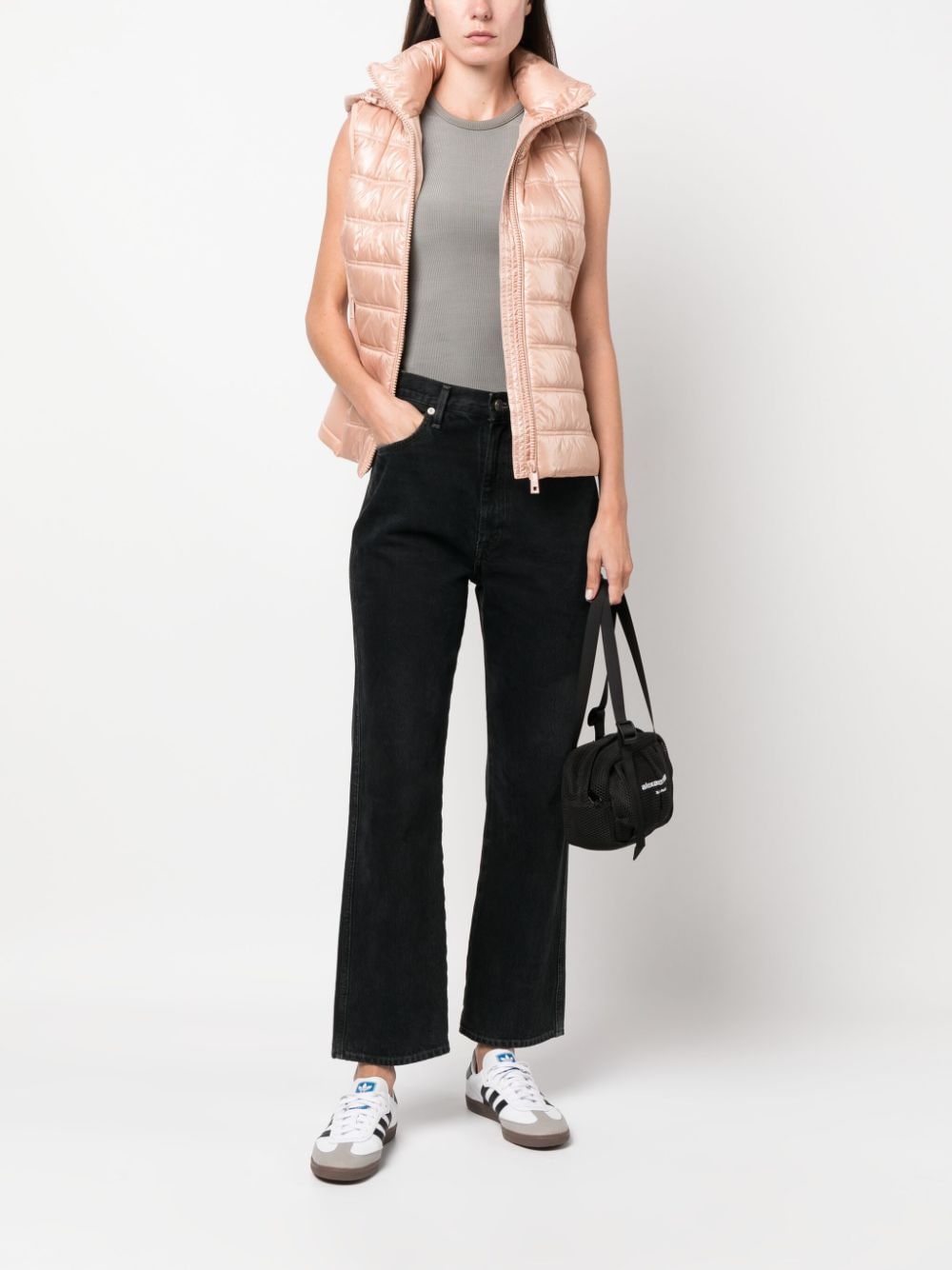 Calvin Klein zip-up padded satin gilet - Roze