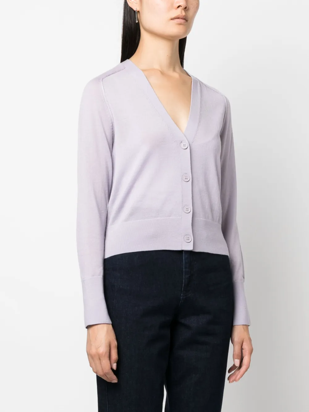 Shop Calvin Klein V-neck Wool Cardigan In Purple