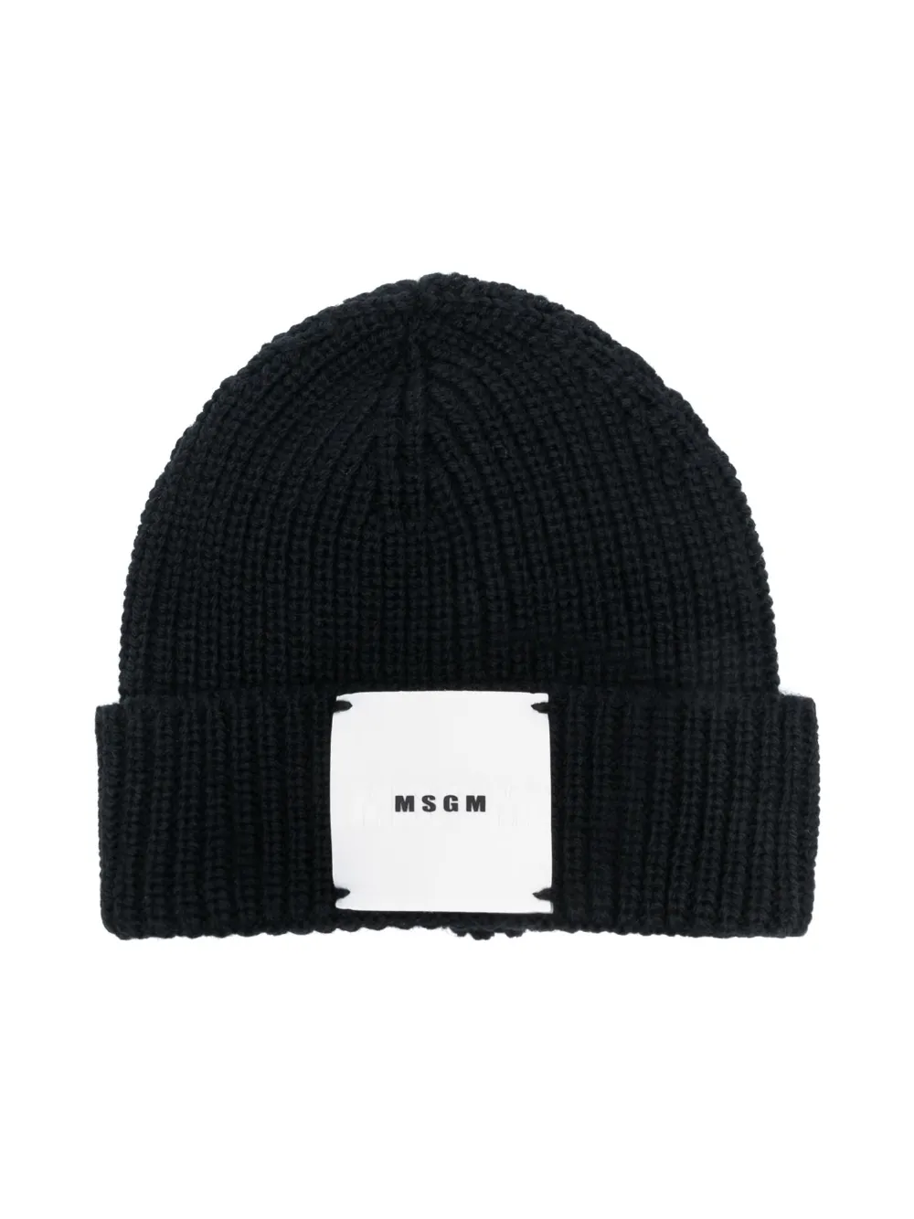 MSGM Kids logo-patch knitted beanie | Black | Image 1