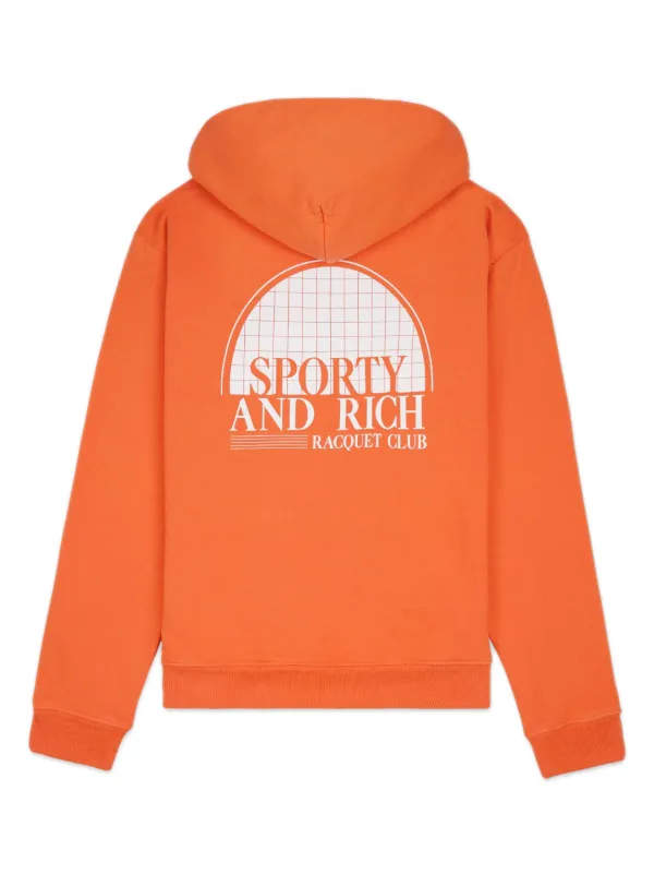 Sporty & Rich Racquet Club Cotton Hoodie | Orange | FARFETCH