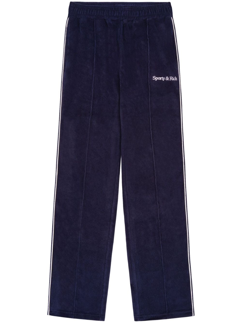 Sporty & Rich New Serif logo-embroidered track pants - Blu