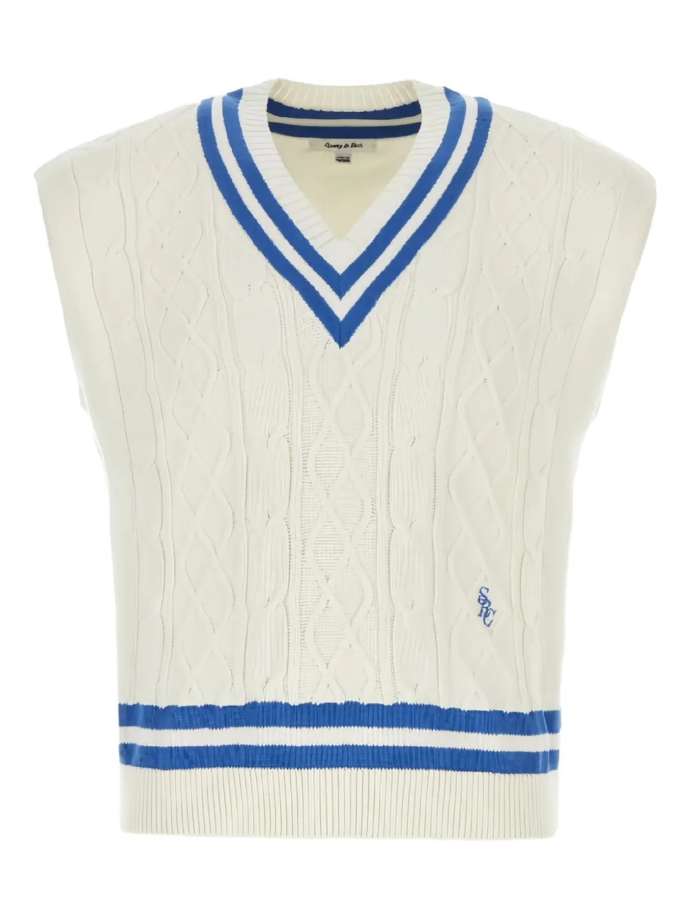 Sporty & Rich v-neck cable-knit vest | White | Image 1