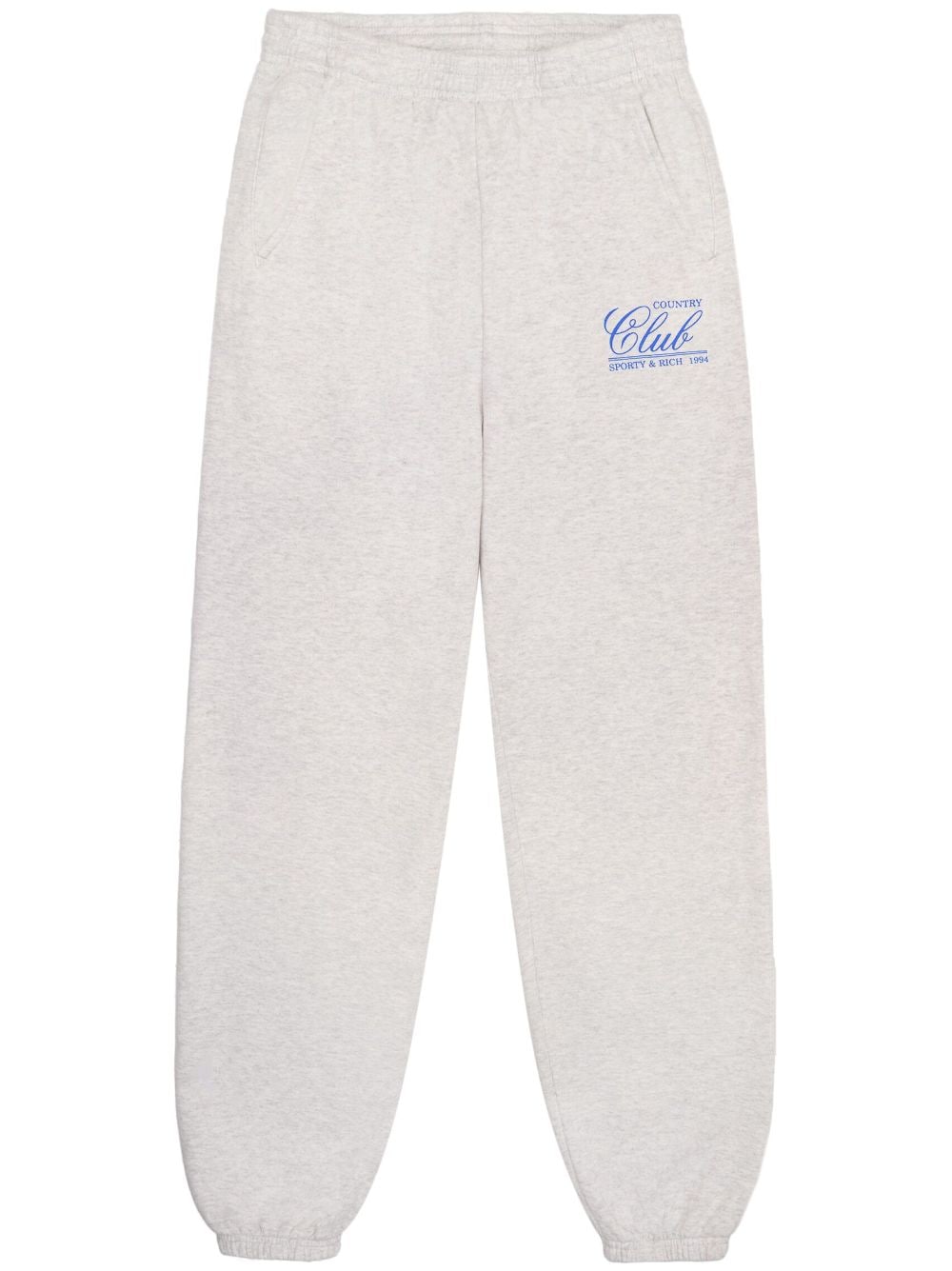 Sporty And Rich Logo-print Cotton Track Pants In Grey