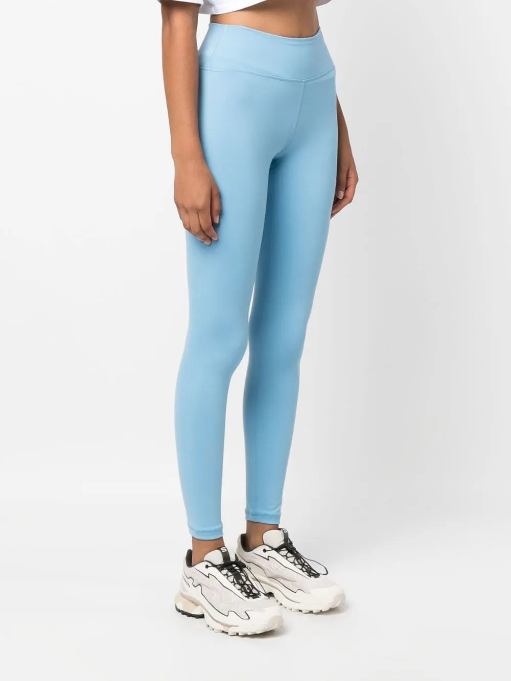 Sporty And Rich Runner Logo-print Leggings In Blue