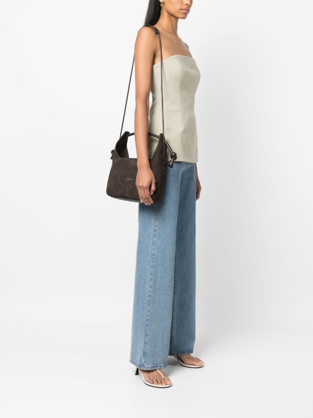 Zanellato Mina suede shoulder bag - Bruin