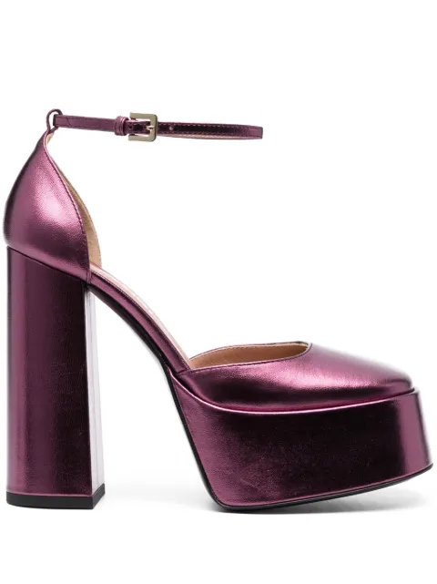 Pollini 145mm platform patent leather pumps