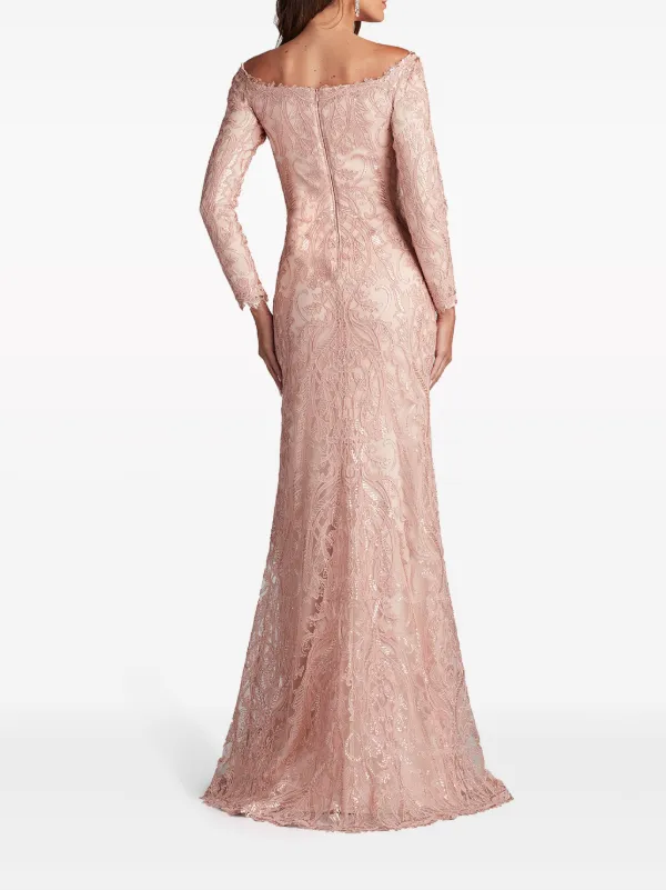 Tadashi shoji floral embellished gown shop