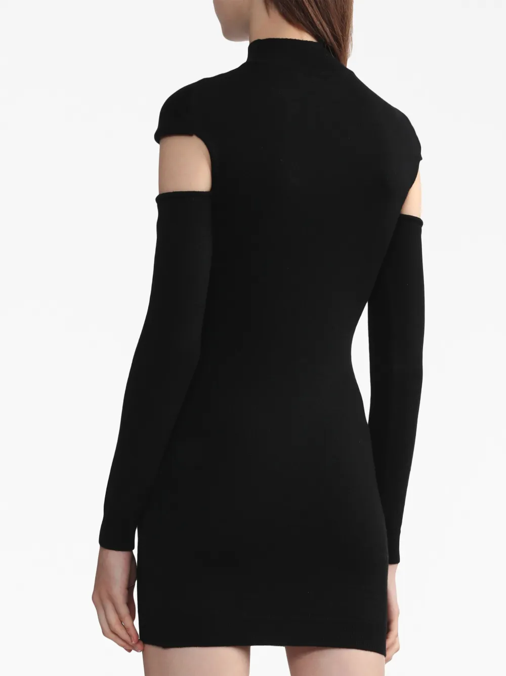 Coperni Mini Black Dress With Mock Neck And Twisted Cut-out In Black