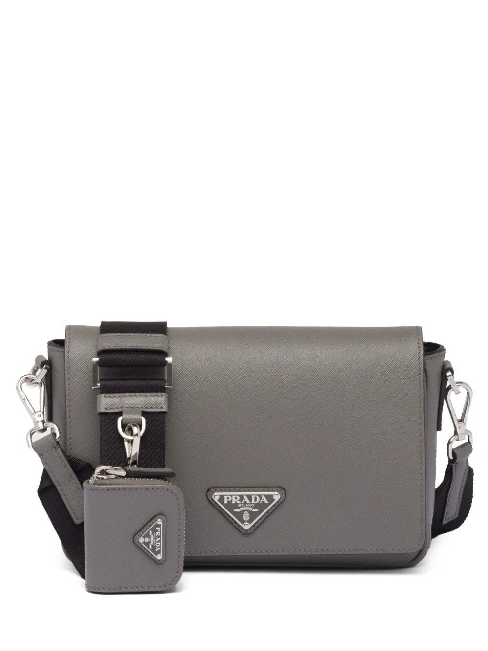 Prada Schoudertas met logo Grijs