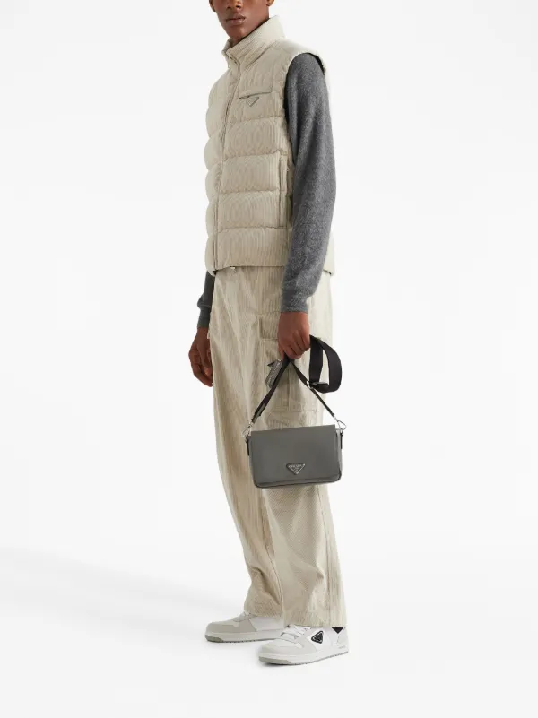 Prada triangle-logo Saffiano Leather Shoulder Bag | Grey