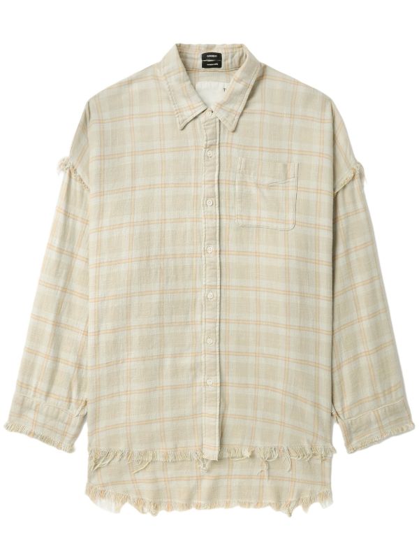 R13 check pattern Cotton Shirt Farfetch