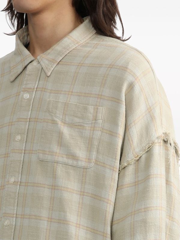 R13 check pattern Cotton Shirt Farfetch