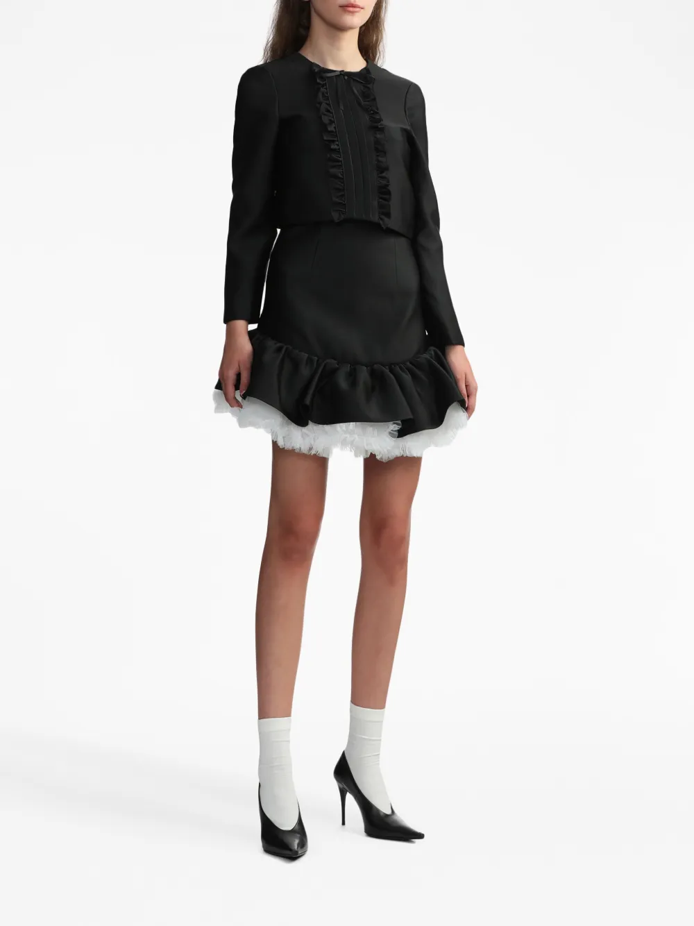 SHUSHU/TONG Blouse met strikdetail - Zwart