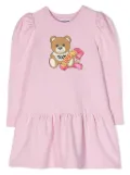 Moschino Kids Teddy Bear-print fleece dress - Pink